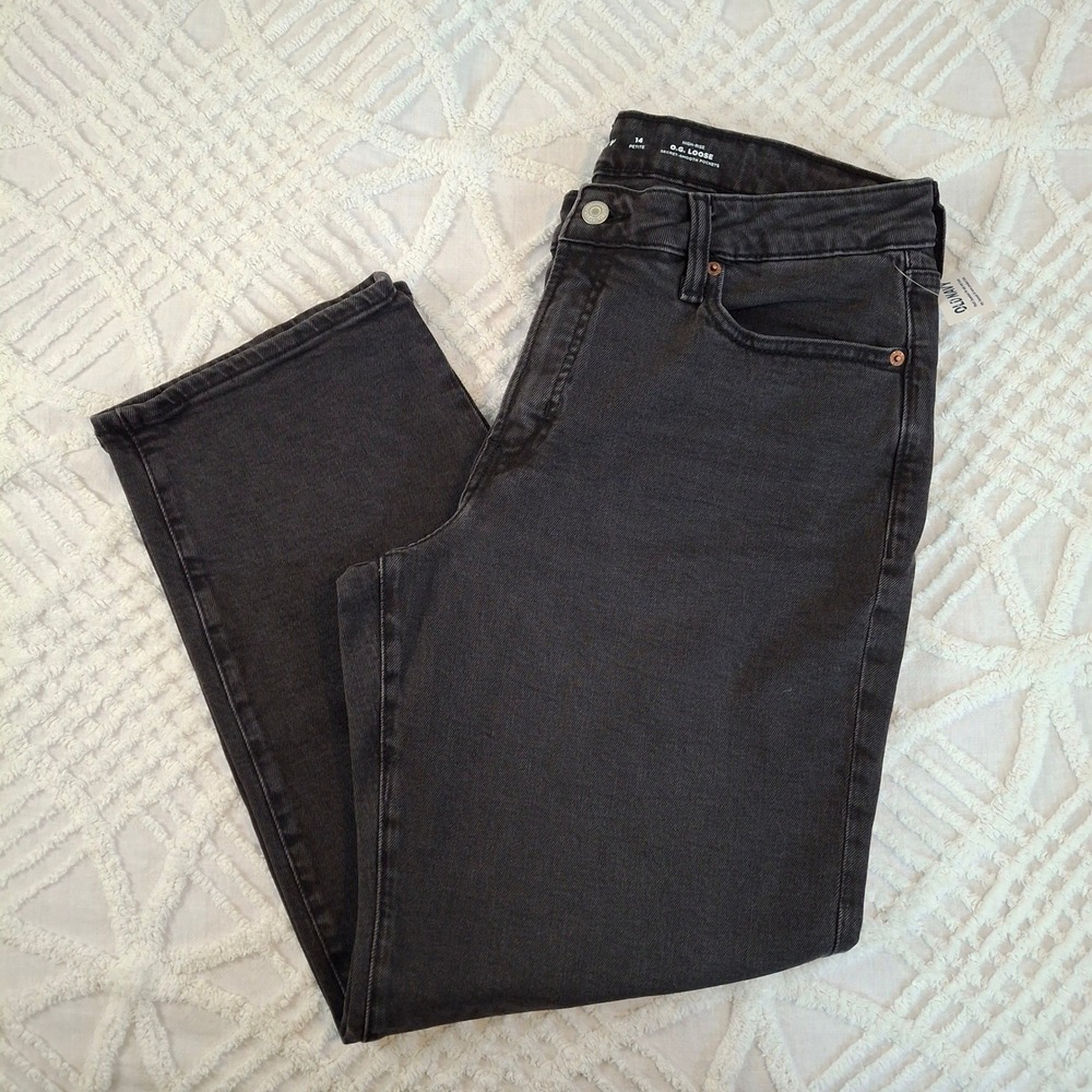 Old Navy High Rise OG Loose Secret Smooth‎ Pockets 14 Petite Black Jeans NWT